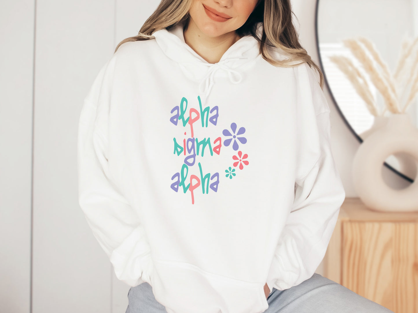 Alpha Sigma Alpha Colorful Floral Sorority Hoodie _ 2609g
