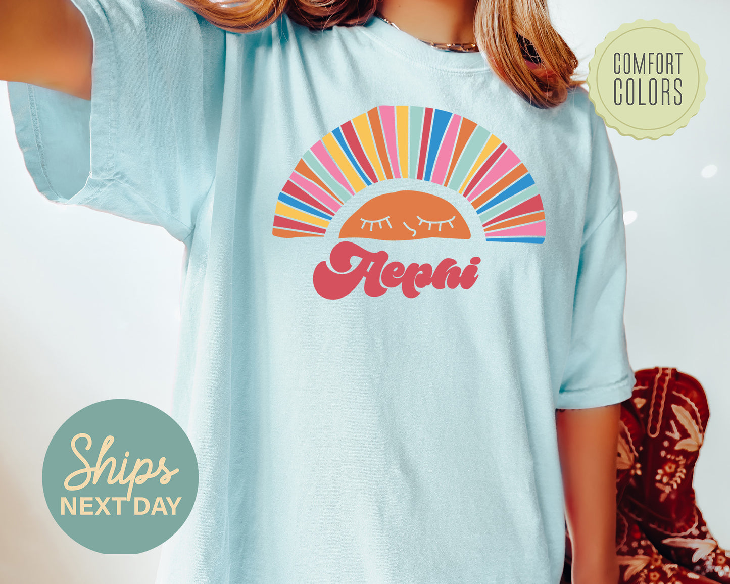 Alpha Epsilon Phi Sunshine Comfort Colors Sorority T-shirt _ 3309g