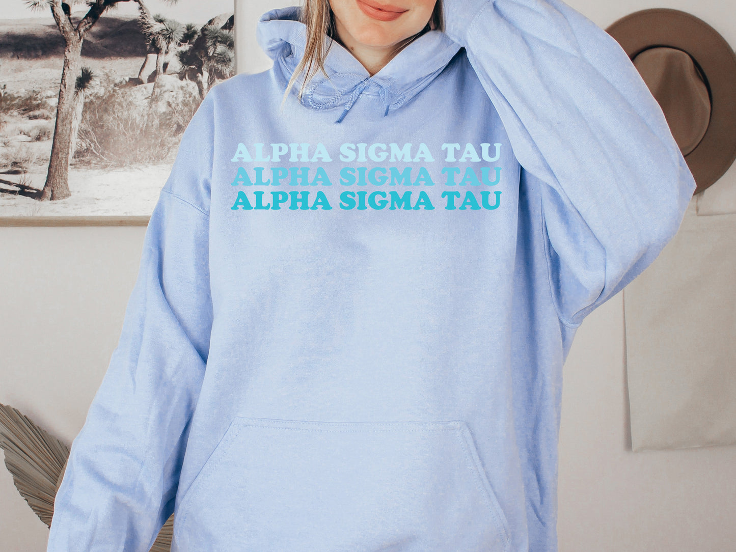 Alpha Sigma Tau Touch of Blue Sorority Hoodie _ 2584g