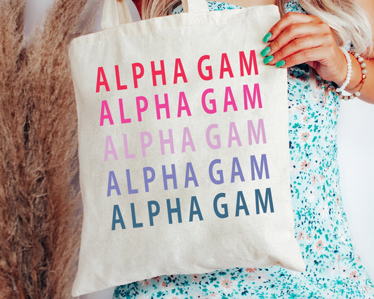 Alpha Gamma Delta Bright and Stacked Sorority Tote Bag _ 34388g