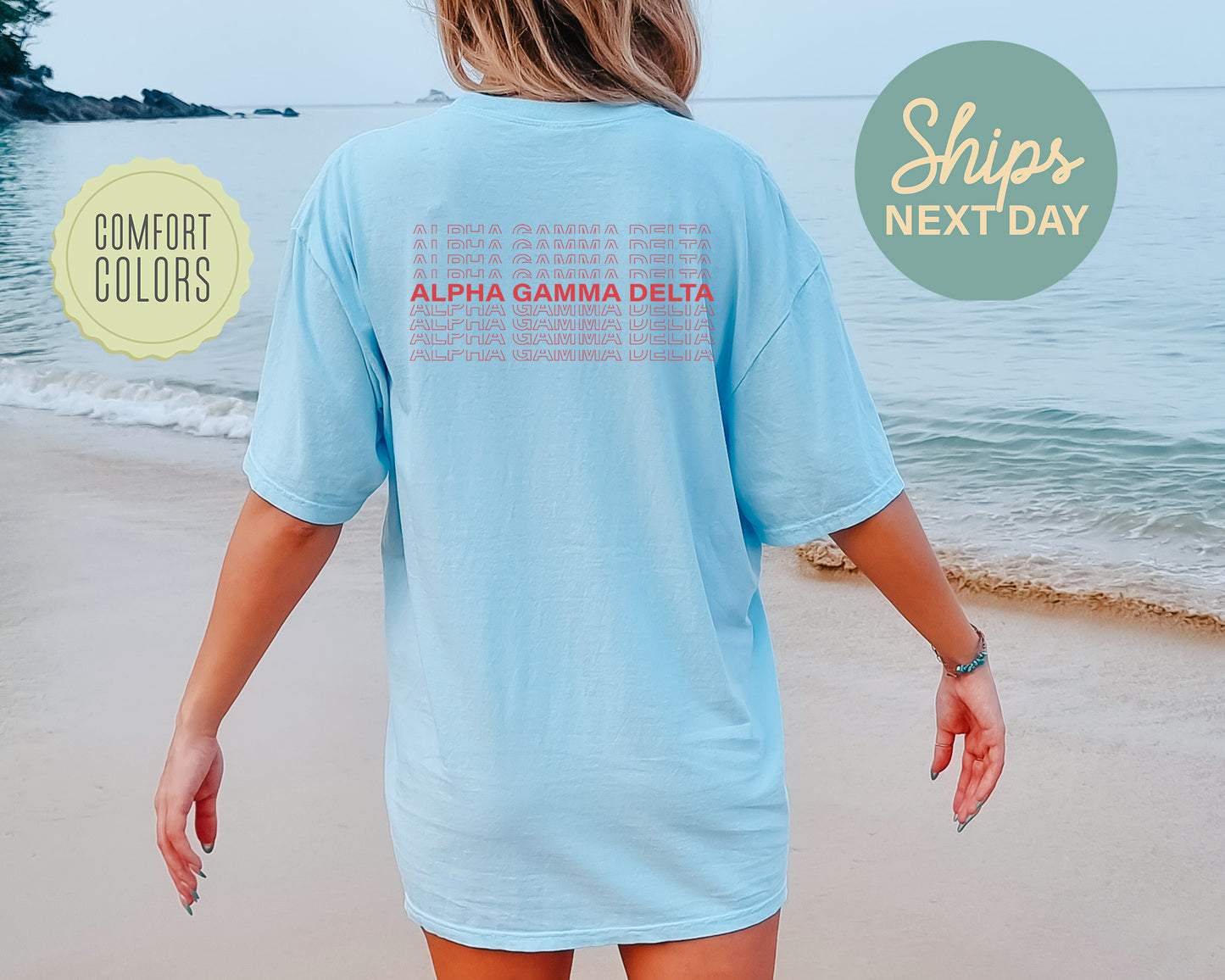 Alpha Gamma Delta Repeating Name Comfort Colors Sorority T-shirt _ 33001g