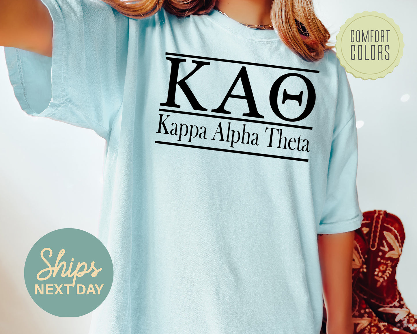 Kappa Alpha Theta Bold Statement Comfort Colors Sorority T-shirt _ 299g