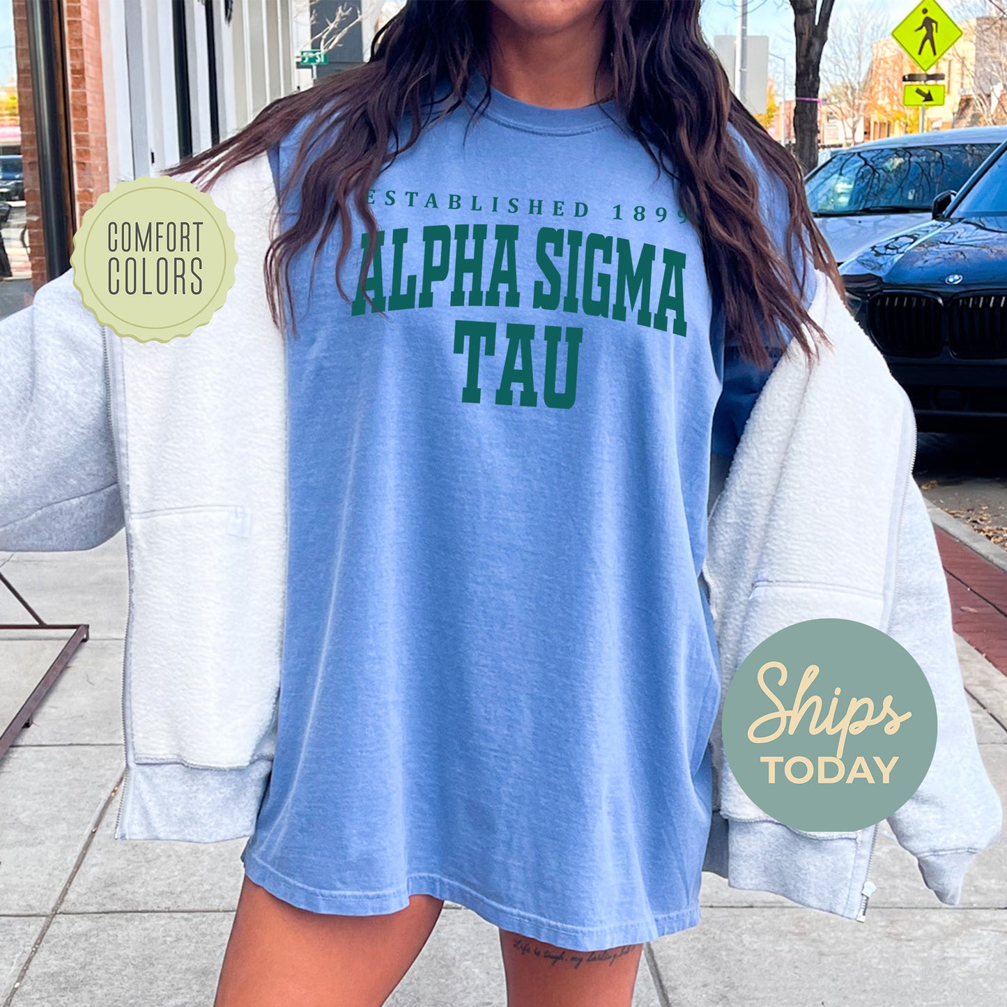 Alpha Sigma Tau Bold Letters Comfort Colors Sorority T-shirt _ 35127g