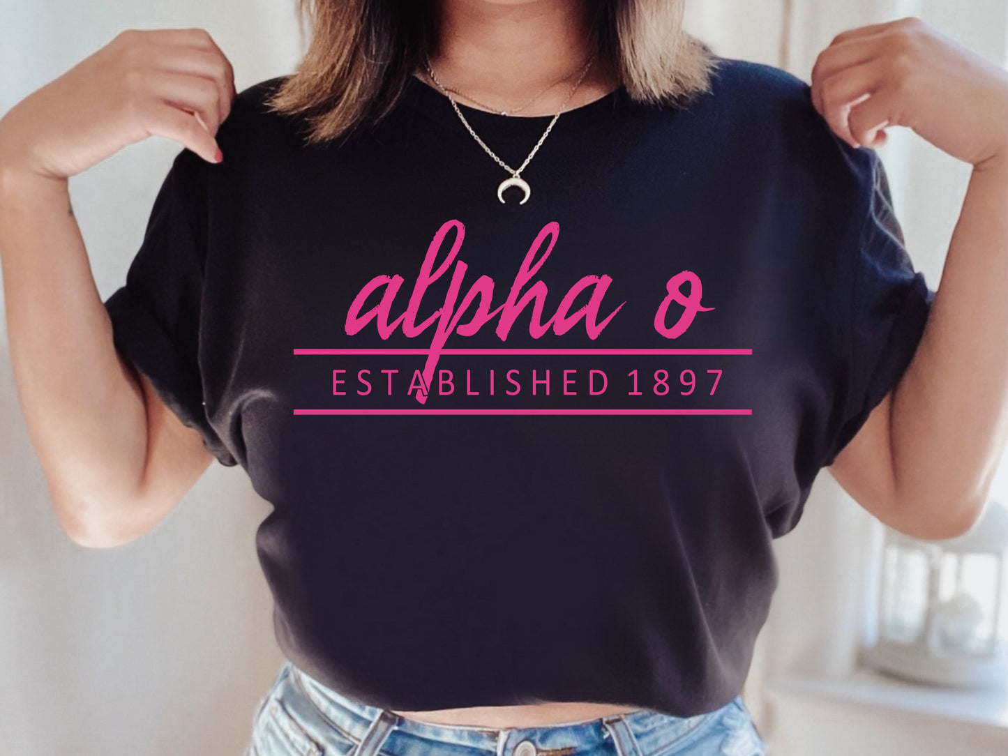 Alpha Omicron Pi All Pink Sorority T-shirt _  756g