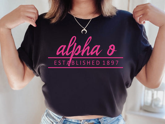 Alpha Omicron Pi All Pink Sorority T-shirt _  756g