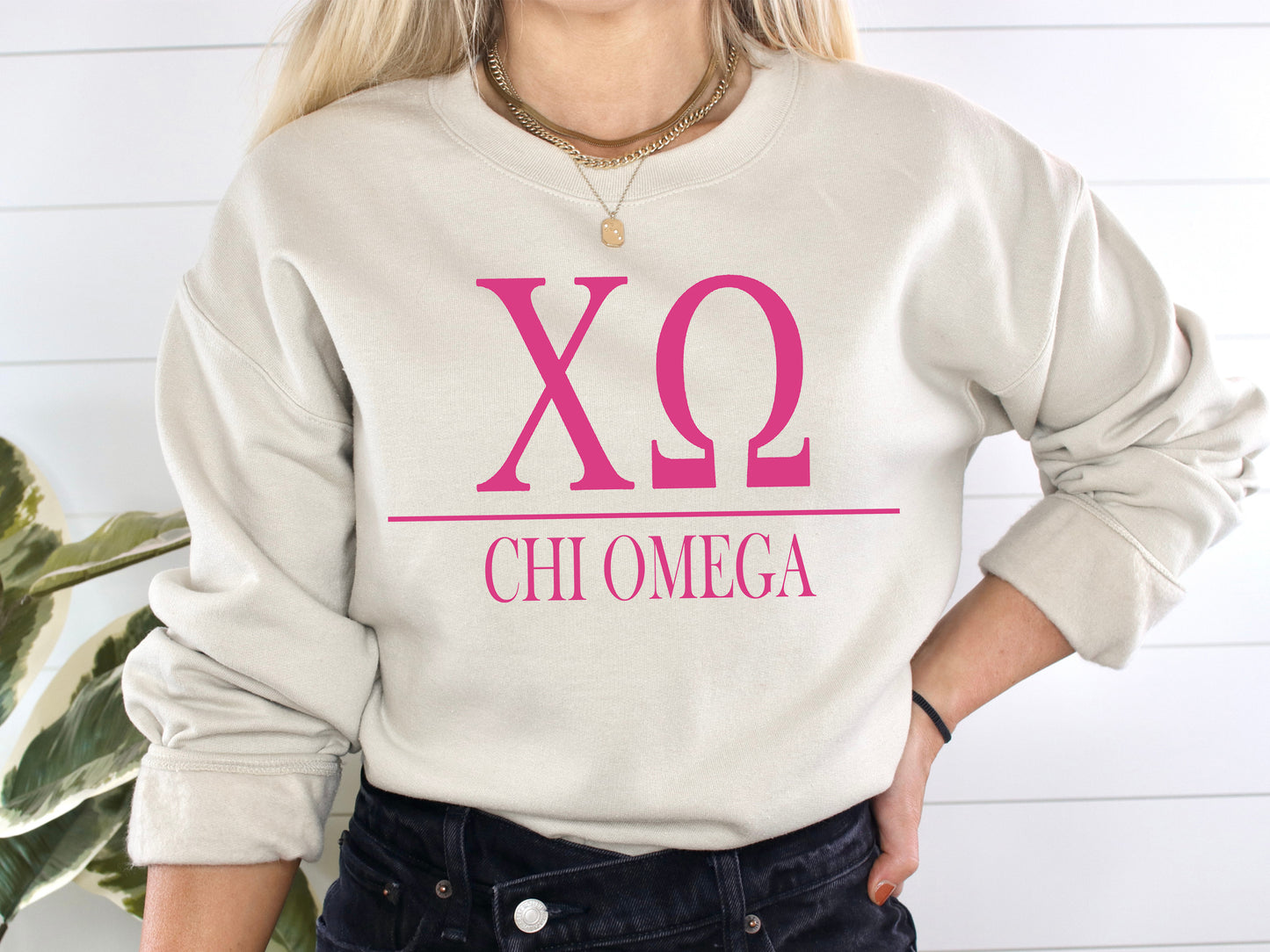 Chi Omega Loud Letters Sorority Sweatshirt _ 475g