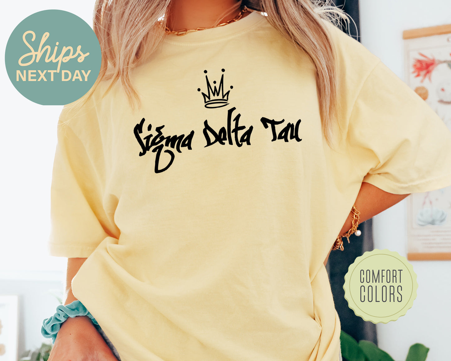 Sigma Delta Tau Queen Comfort Colors Sorority T-shirt _ 2468g