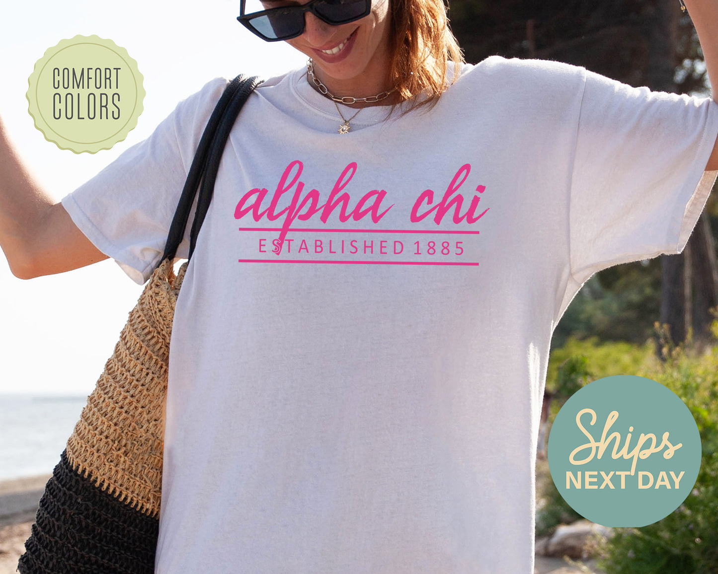 Alpha Chi Omega All Pink Comfort Colors Sorority T-shirt _ 752g