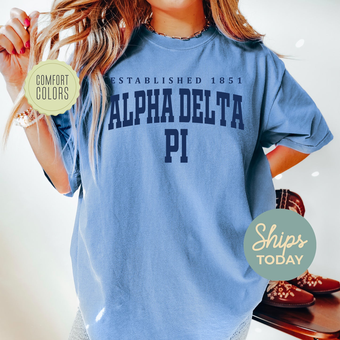 Alpha Delta Pi Bold Letters Comfort Colors Sorority T-shirt _ 35121g