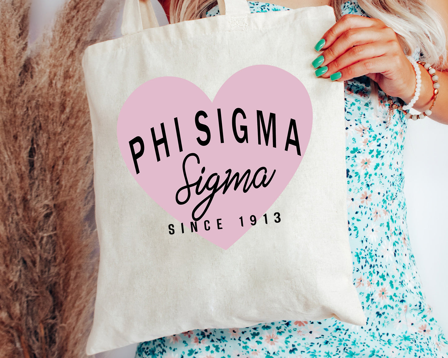 Phi Sigma Sigma Pretty in Pink Sorority Tote Bag _ 34301g