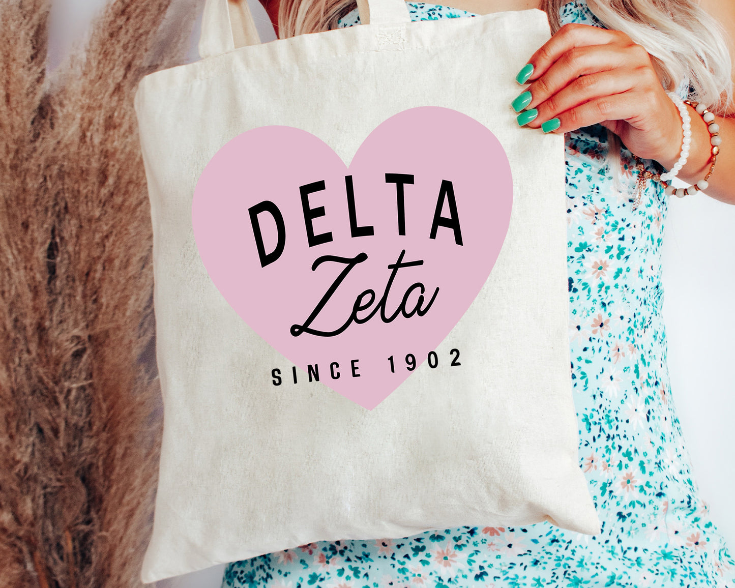 Delta Zeta Pretty in Pink Sorority Tote Bag _ 34295g