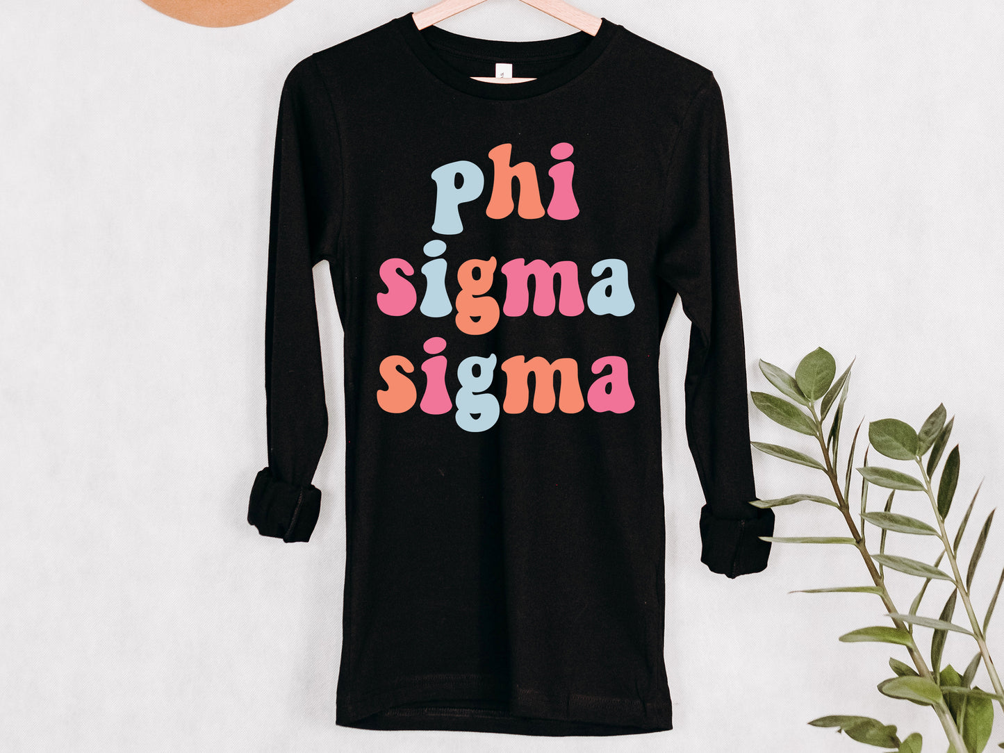 Phi Sigma Sigma Vividly Vibrant Sorority Long Sleeve T-shirt _ 3168g