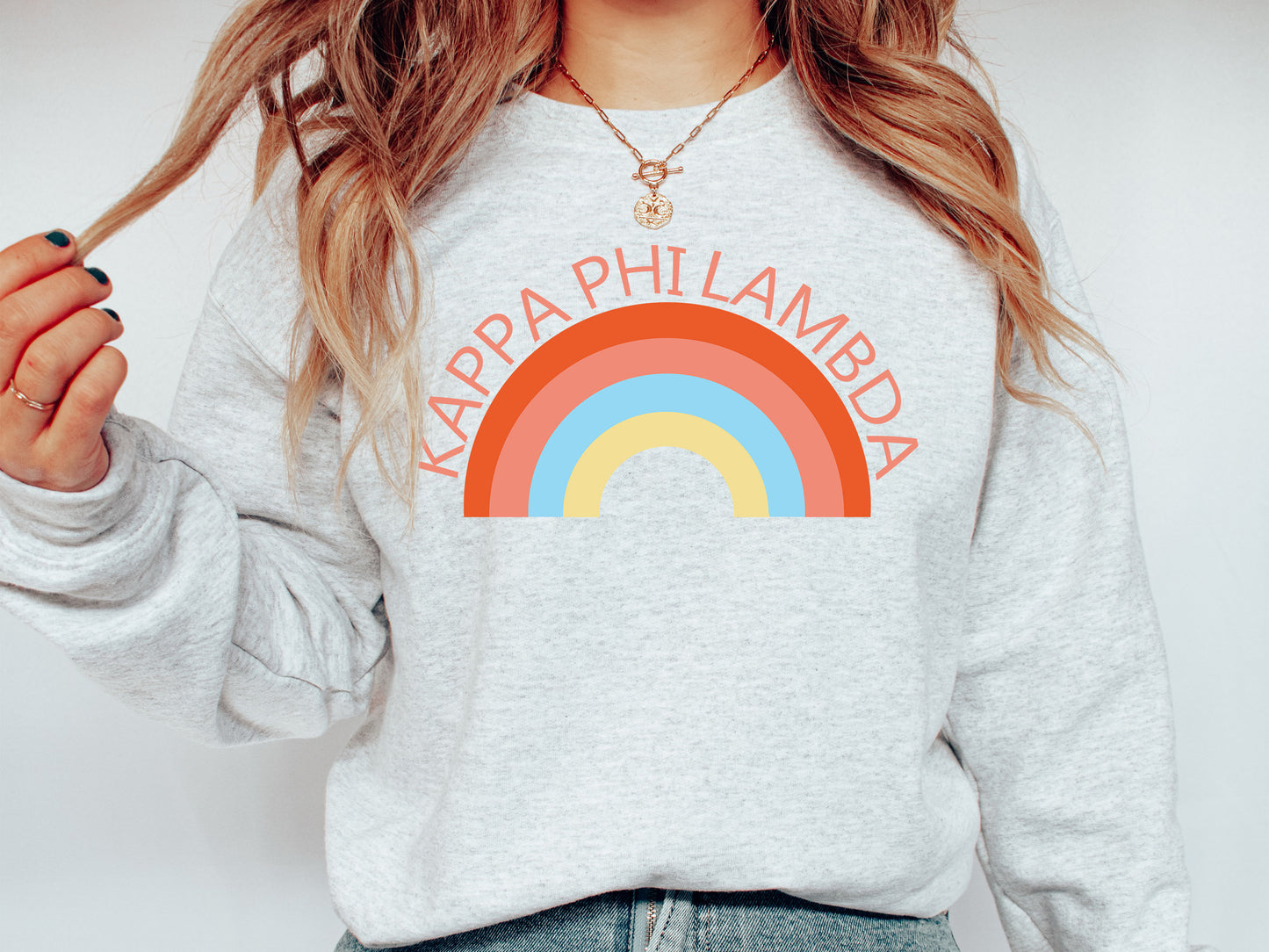 Kappa Phi Lambda Colorful Rainbow Sorority Sweatshirt _ 3459g