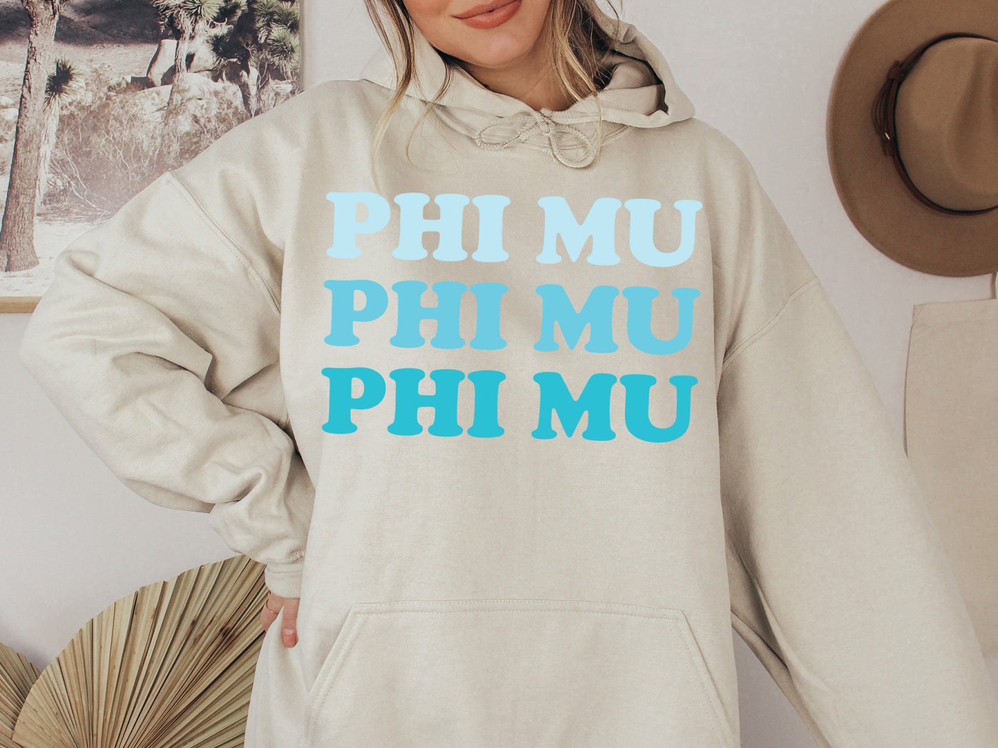 Phi Mu Touch of Blue Sorority Hoodie _ 2595g