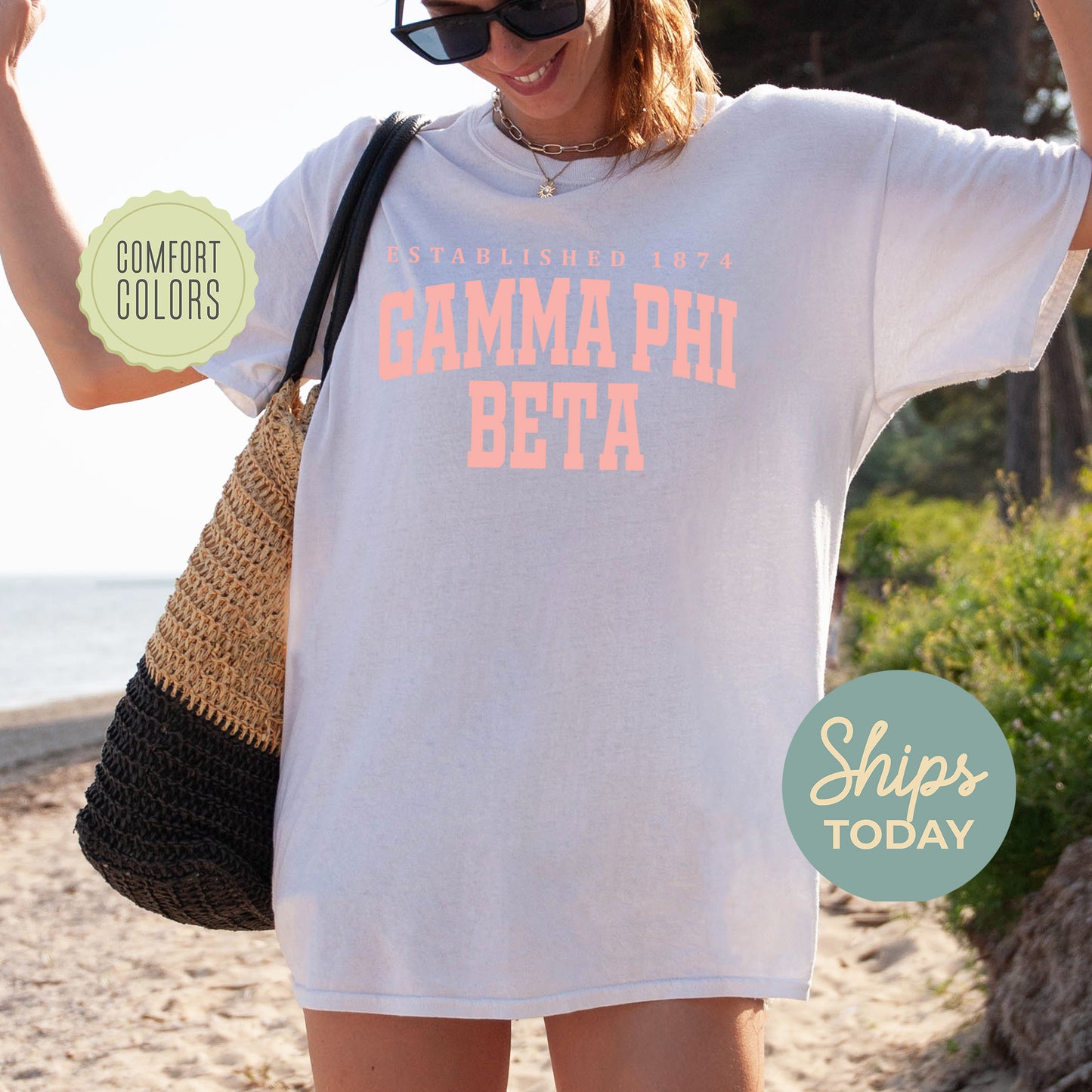 Gamma Phi Beta Bold Letters Comfort Colors Sorority T-shirt _ 35134g