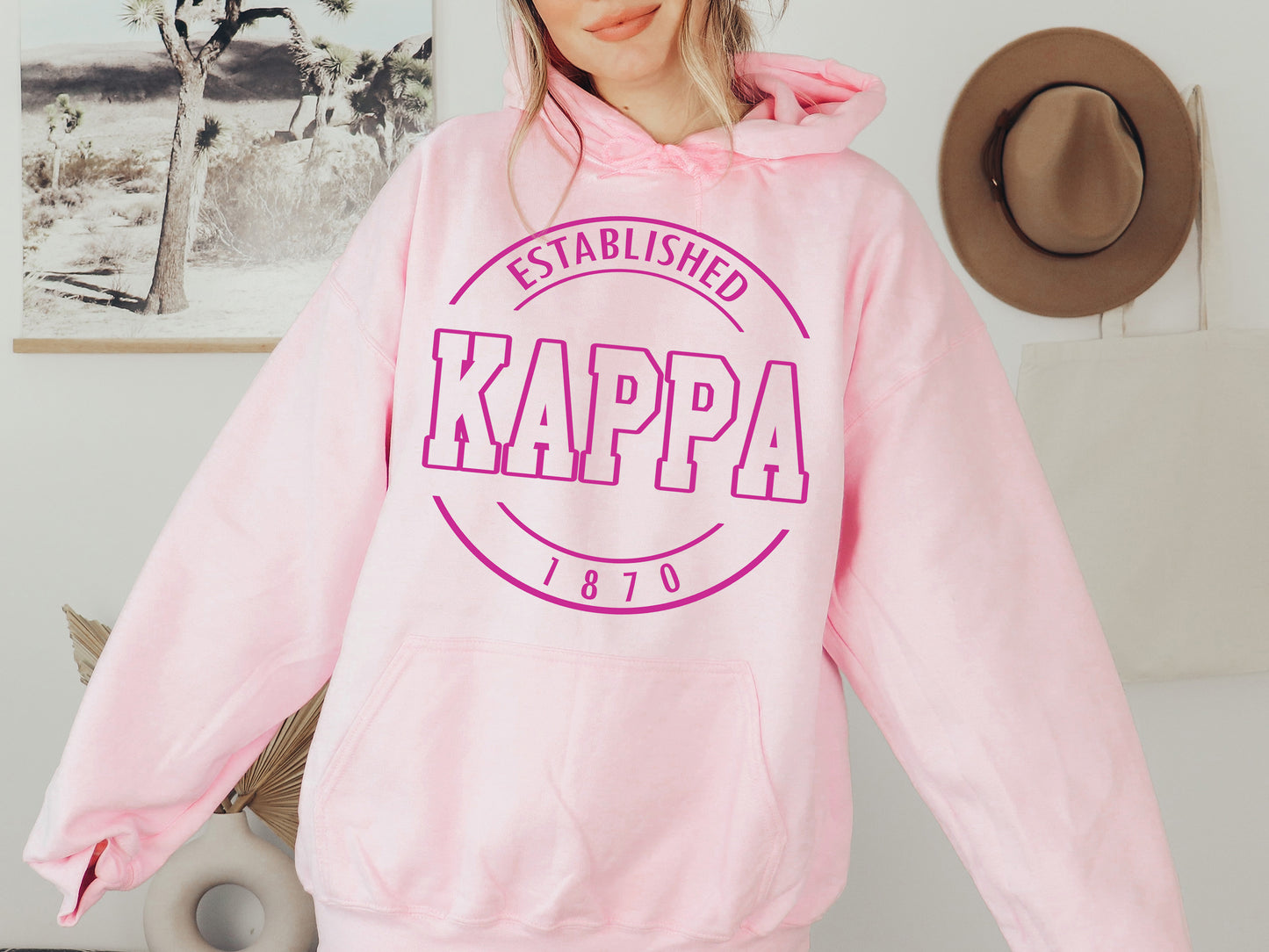 Kappa Kappa Gamma Pink Stamp Sorority Hoodie _ 68g