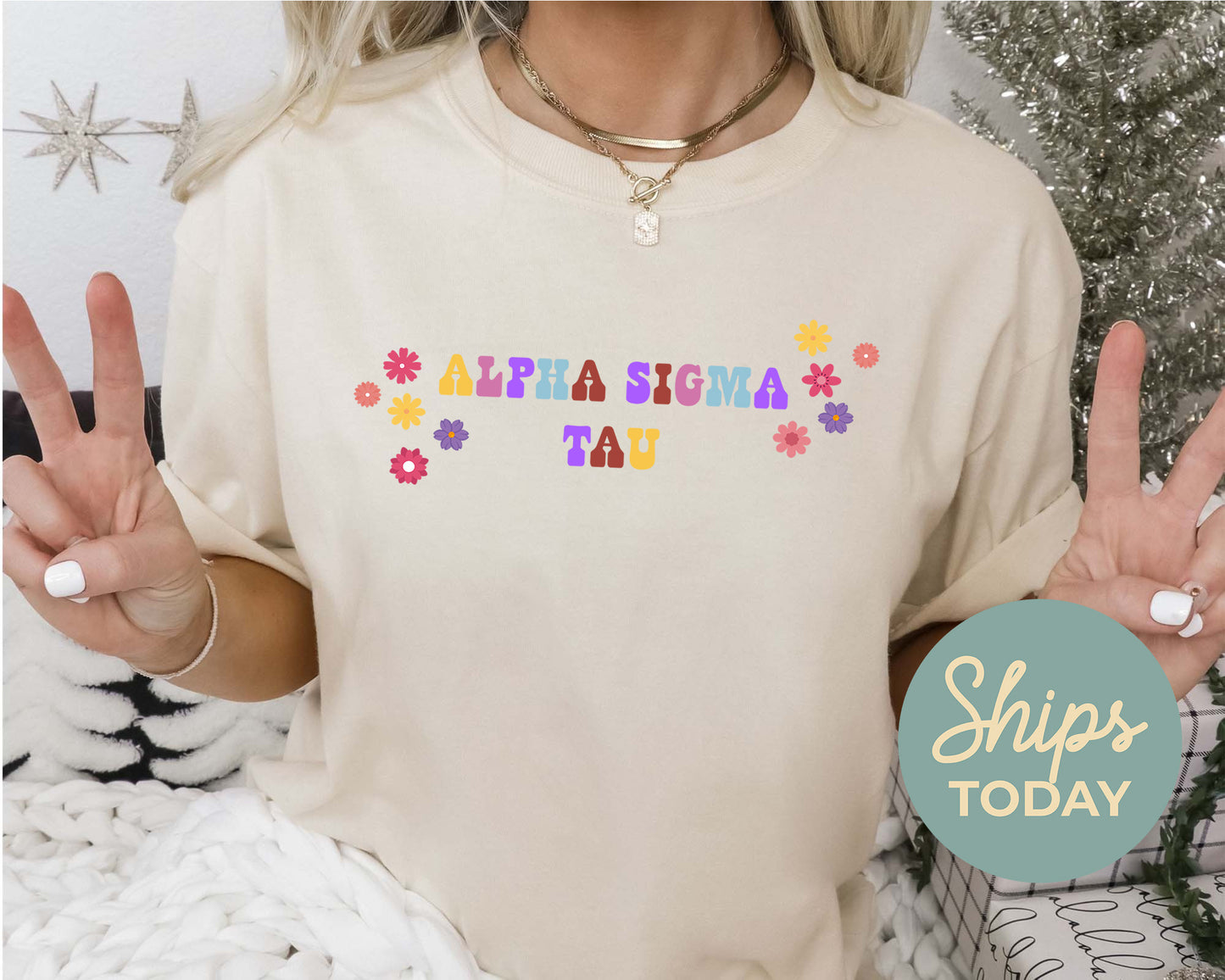 Alpha Sigma Tau Splash of Color Sorority T-shirt _ 3182g