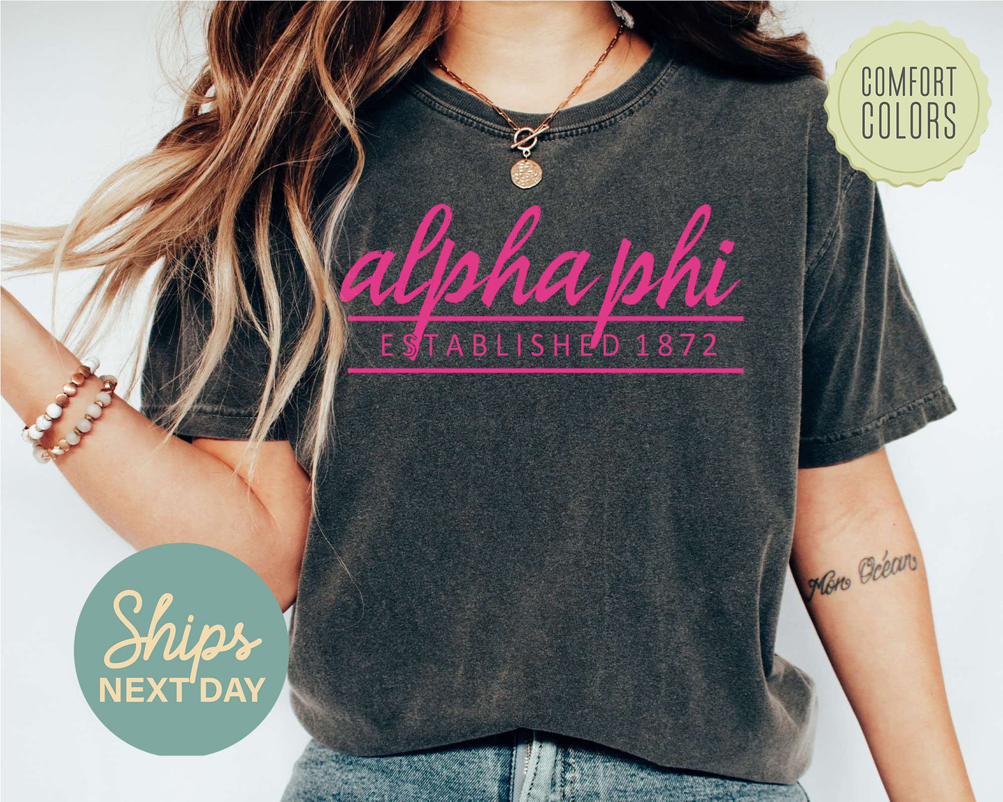 Alpha Phi All Pink Comfort Colors Sorority T-shirt _ 757g