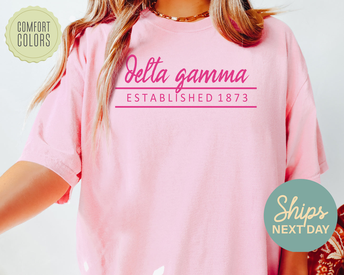 Delta Gamma All Pink Comfort Colors Sorority T-shirt _ 763g