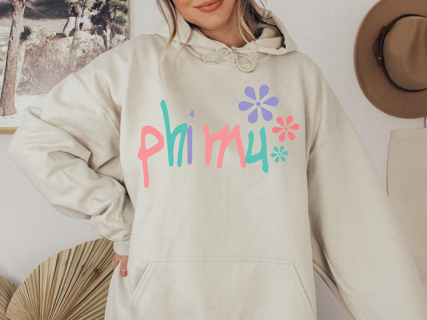 Phi Mu Colorful Floral Sorority Hoodie _ 2621g