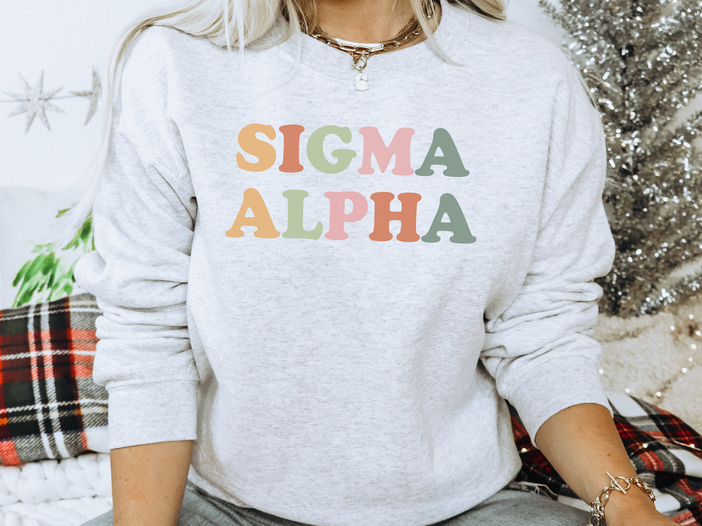 Sigma Alpha Bright and Colorful Sorority Sweatshirt _ 3478g