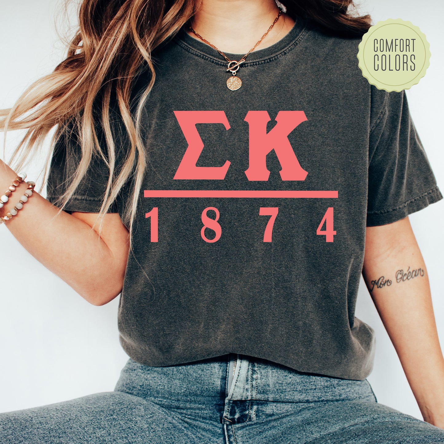 Sigma Kappa Monochromatic Comfort Colors Sorority T-shirt _ 30865g