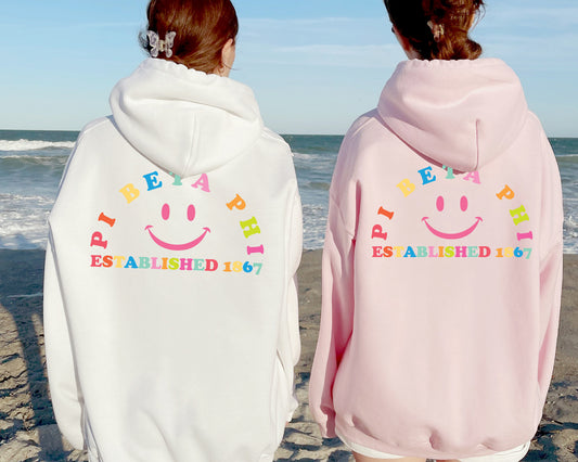 Pi Beta Phi Gleaming Smiley Face Sorority Hoodie _ 33070g