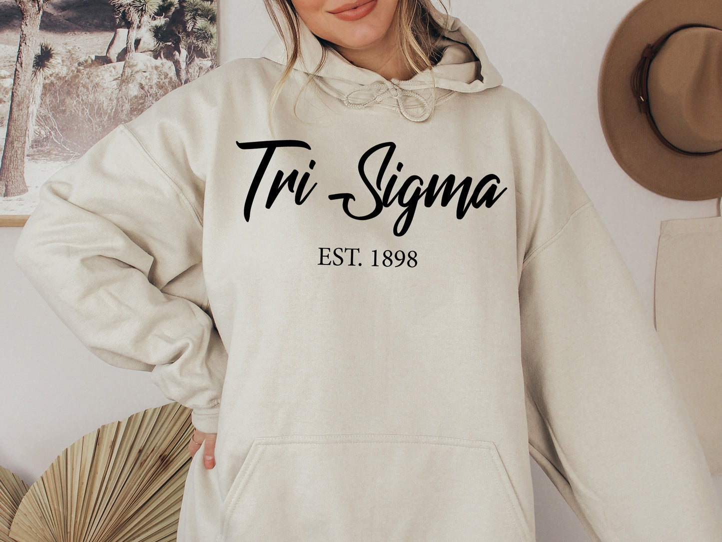 Sigma Sigma Sigma Black Flowy Sorority Hoodie _ 100g