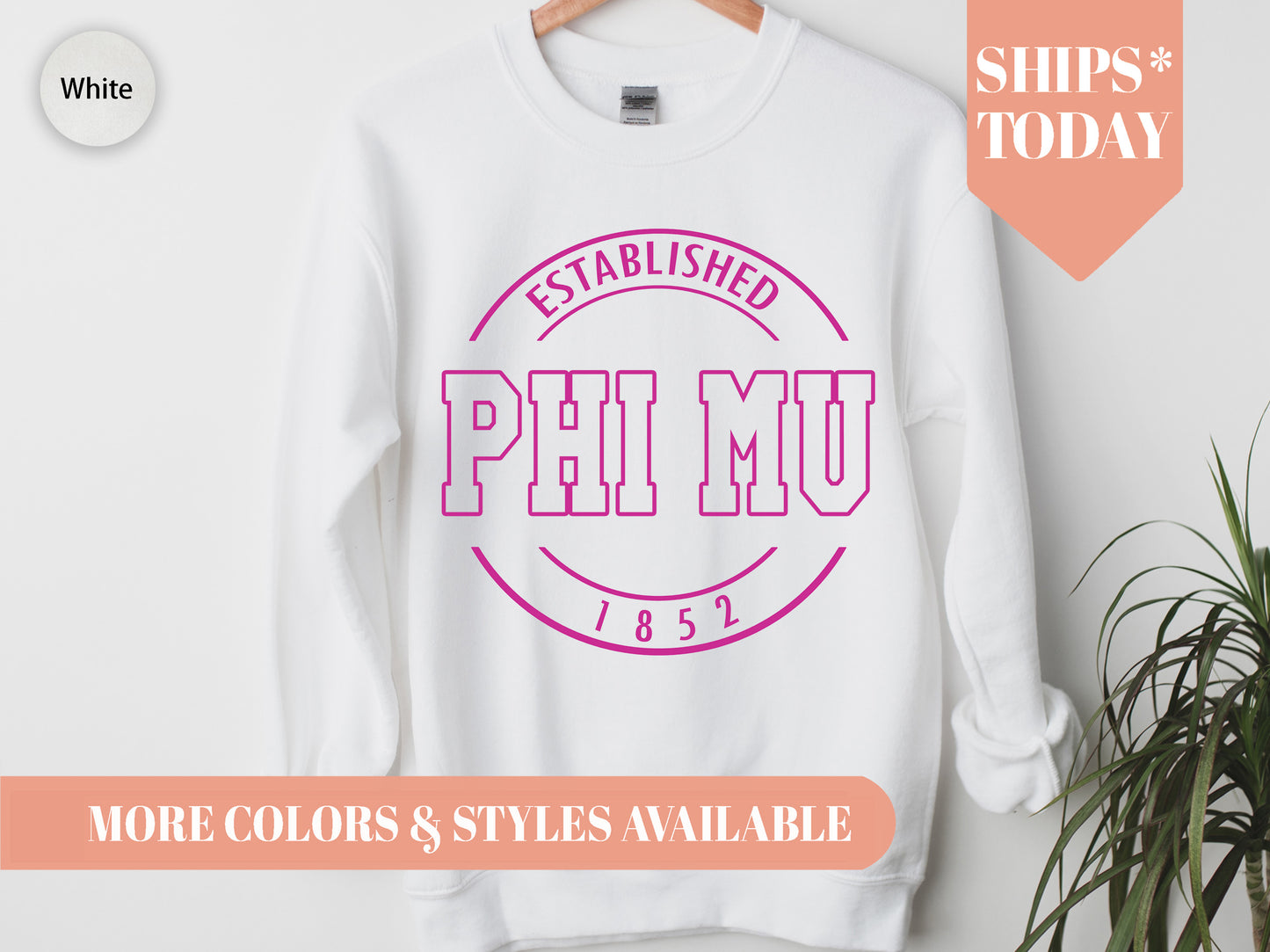 Phi Mu Pink Stamp Sorority Sweatshirt _ 69g