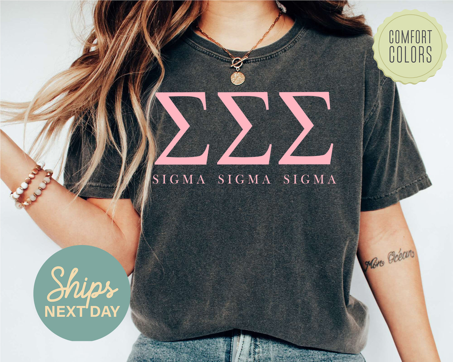 Sigma Sigma Sigma Everything Pink Comfort Colors Sorority T-shirt _ 333g