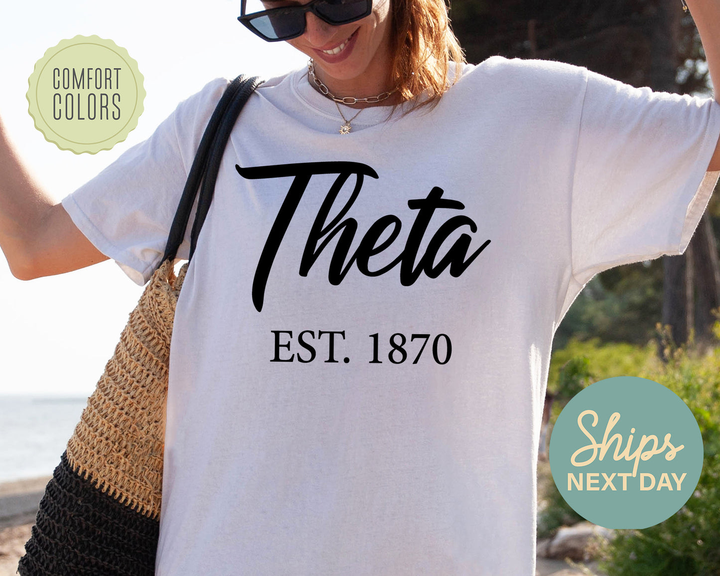Kappa Alpha Theta Black Flowy Comfort Colors Sorority T-shirt _ 92g