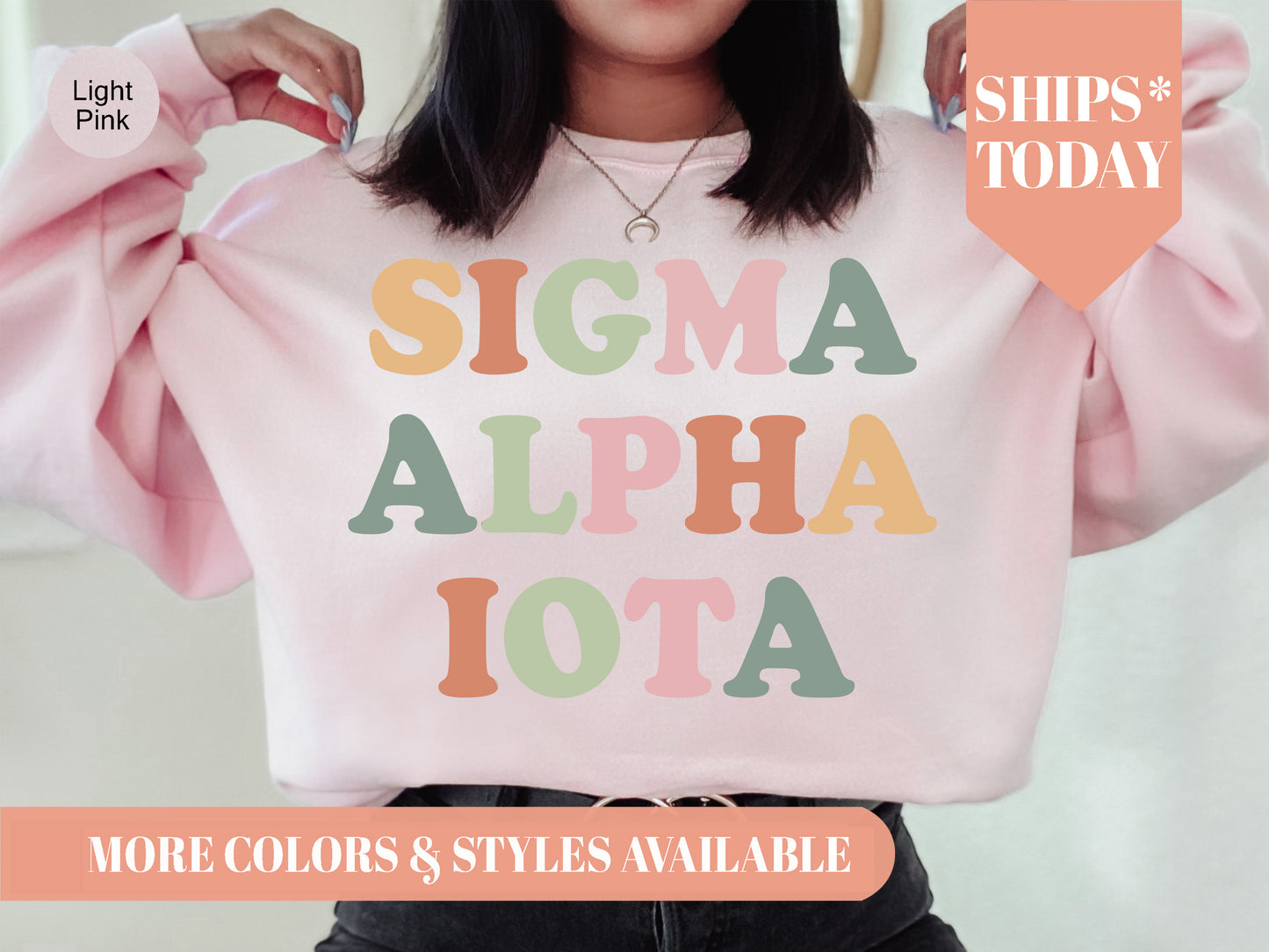 Sigma Alpha Iota Bright and Colorful Sorority Sweatshirt _ 3479g