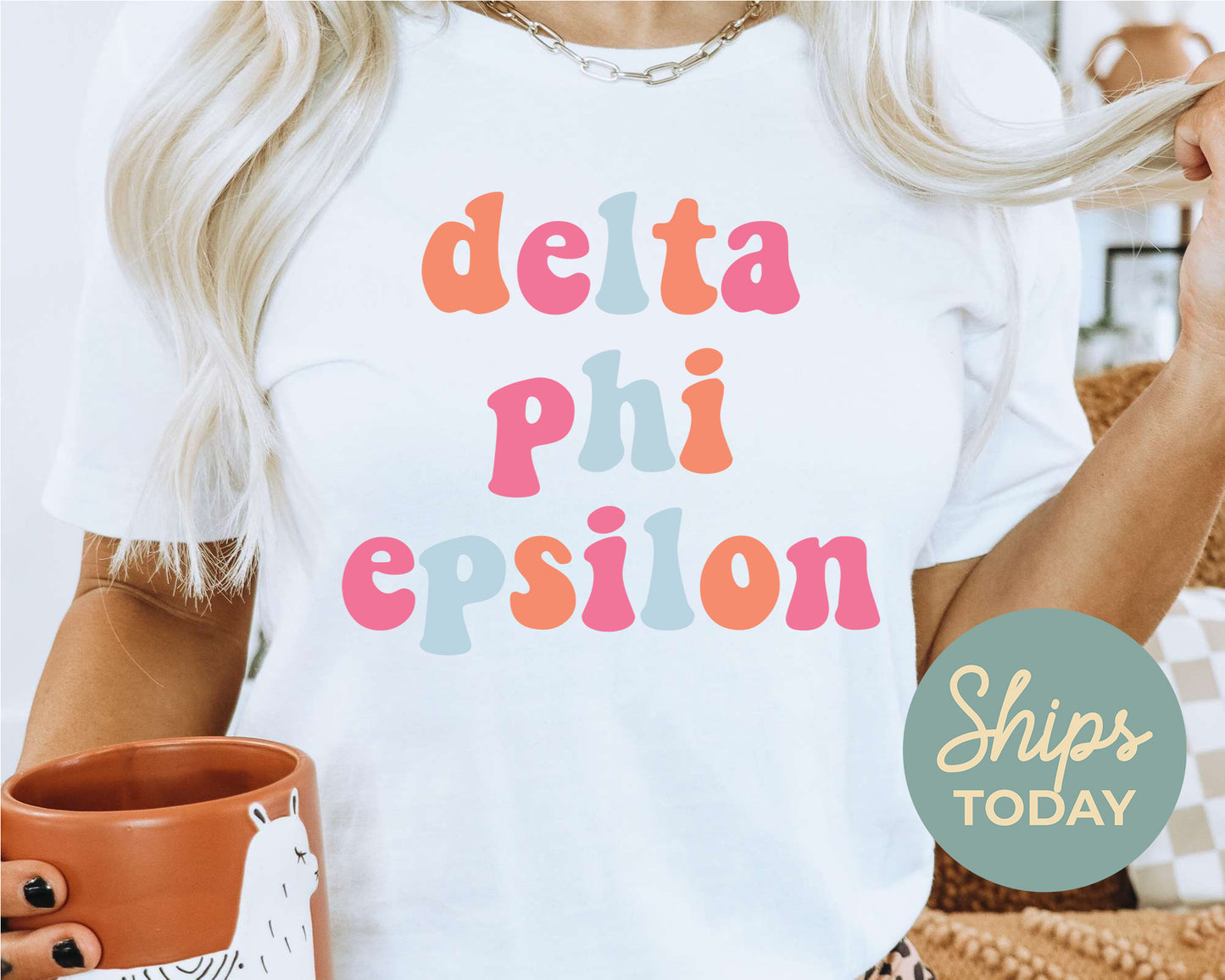 Delta Phi Epsilon Vividly Vibrant Sorority T-shirt _ 3161g