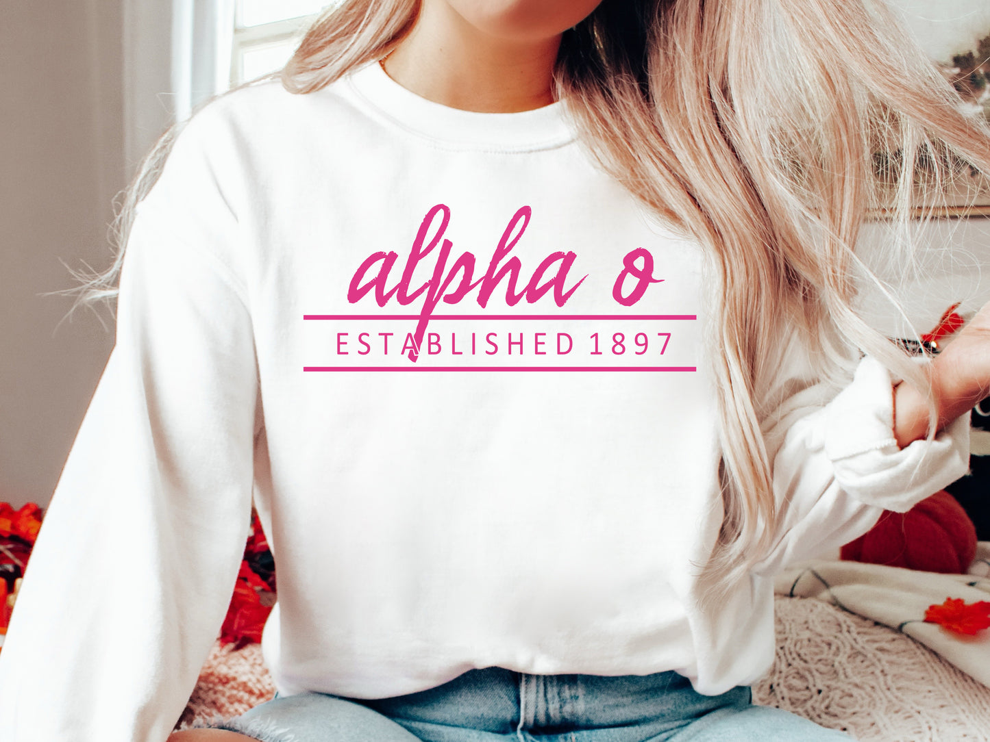 Alpha Omicron Pi All Pink Sorority Sweatshirt _ 756g