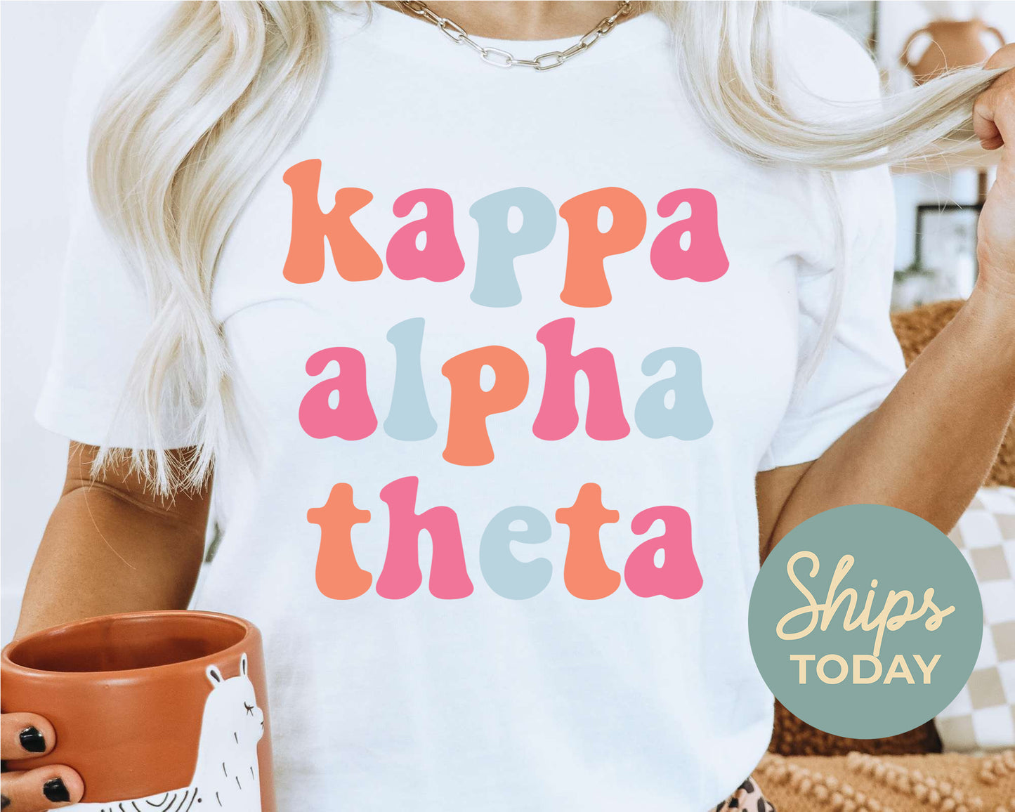 Kappa Alpha Theta Vividly Vibrant Sorority T-shirt _ 3164g