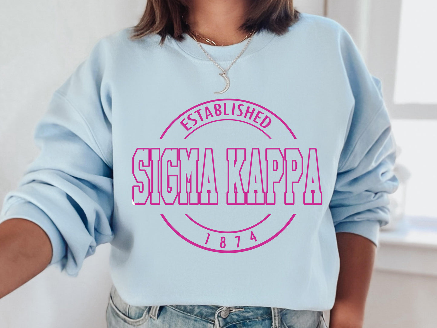 Sigma Kappa Pink Stamp Sorority Sweatshirt _ 73g
