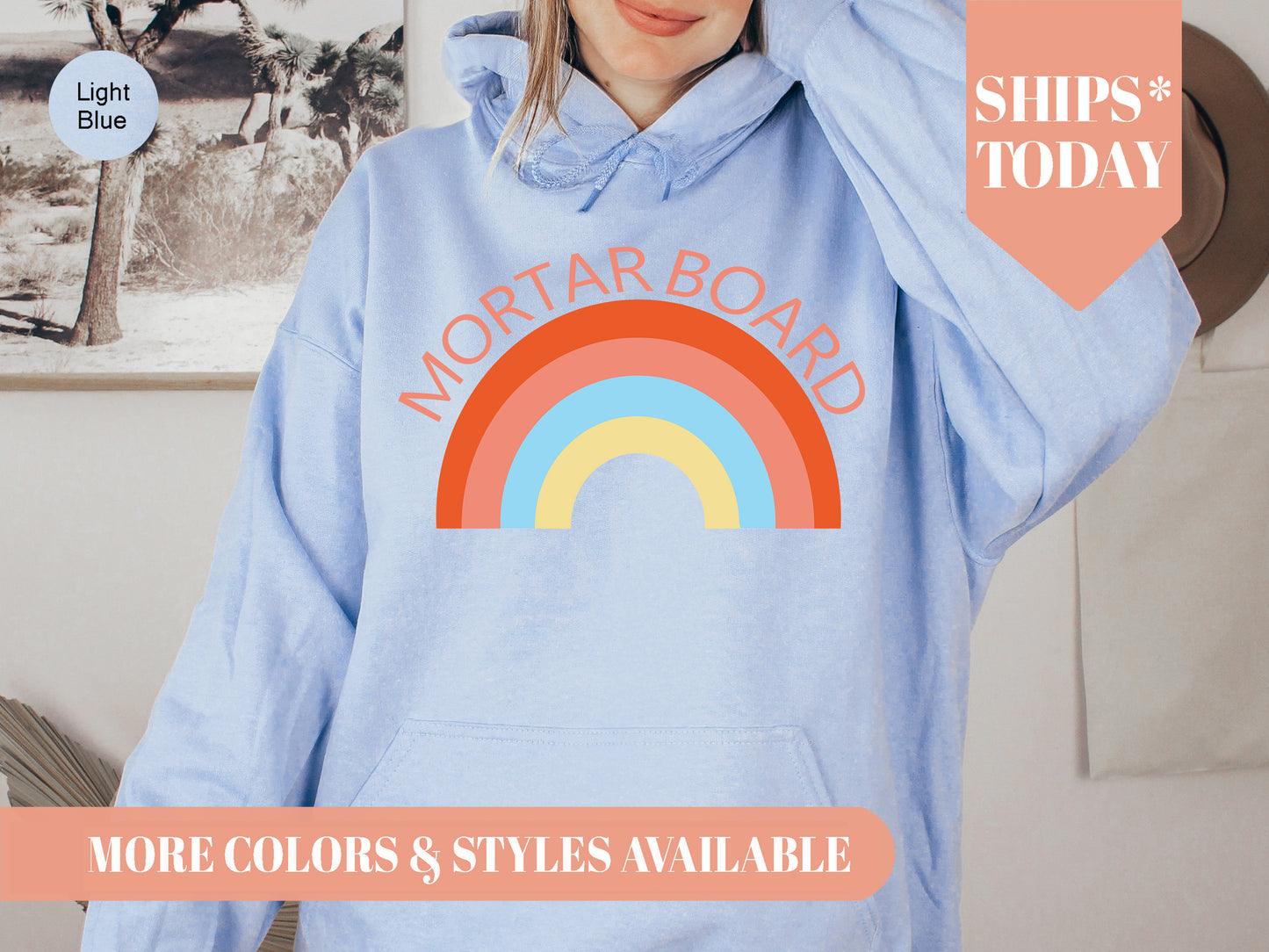 Mortar Board Colorful Rainbow Sorority Hoodie _ 3460g