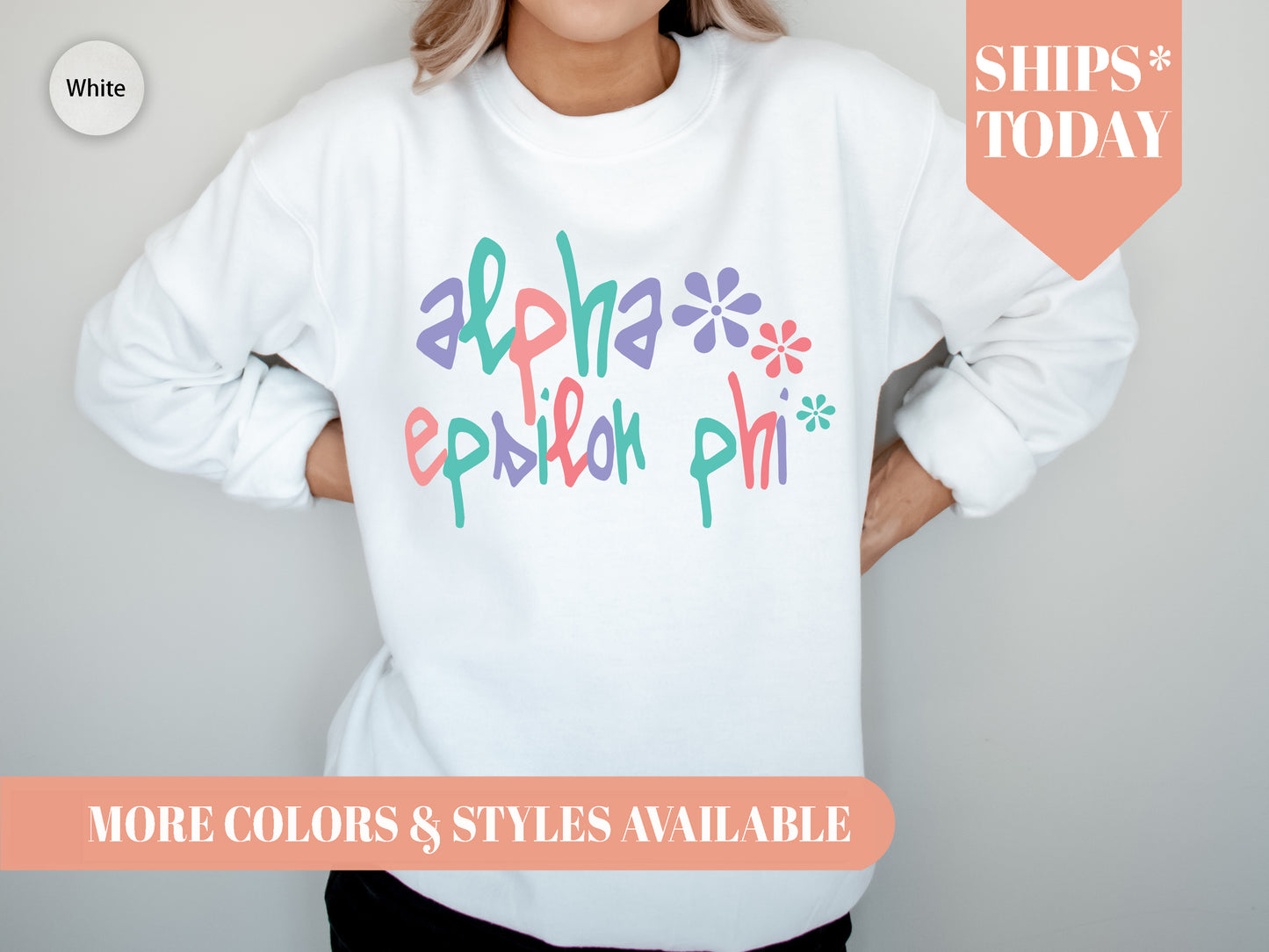 Alpha Epsilon Phi Colorful Floral Sorority Sweatshirt _ 2605g