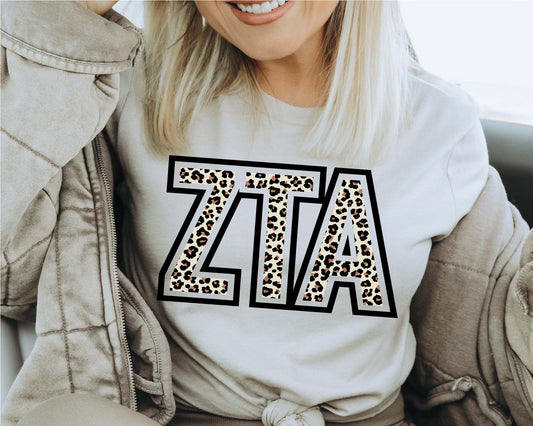 Zeta Tau Alpha Safari Style Letters Sorority T-shirt _ 30460g