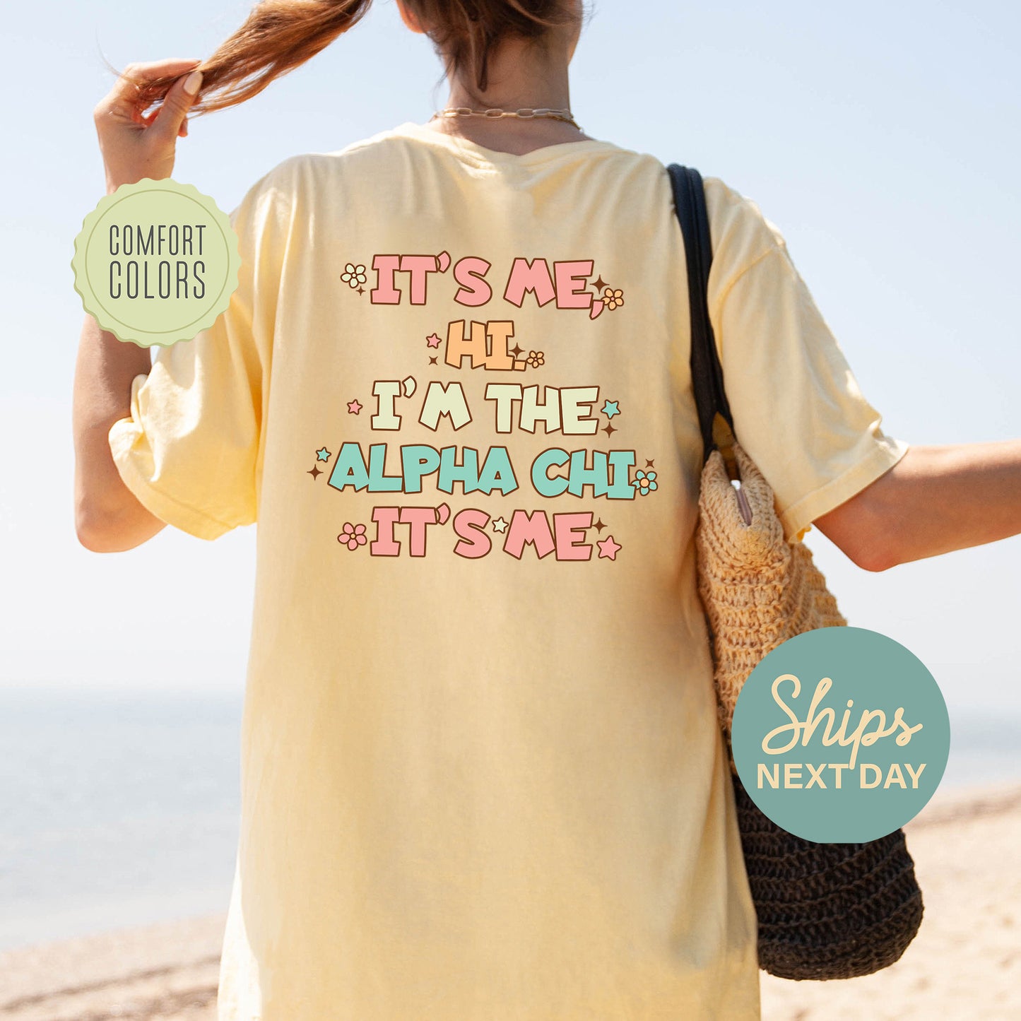 Alpha Chi Omega Signature Chic Comfort Colors Sorority T-shirt _ 35965g