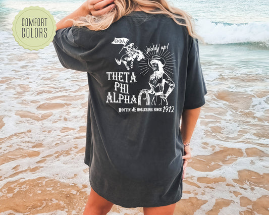 Theta Phi Alpha Howdy Cowgirl Comfort Colors Sorority T-shirt _ 35383g