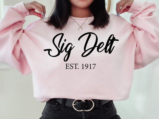 Sigma Delta Tau Black Flowy Sorority Sweatshirt _ 98g