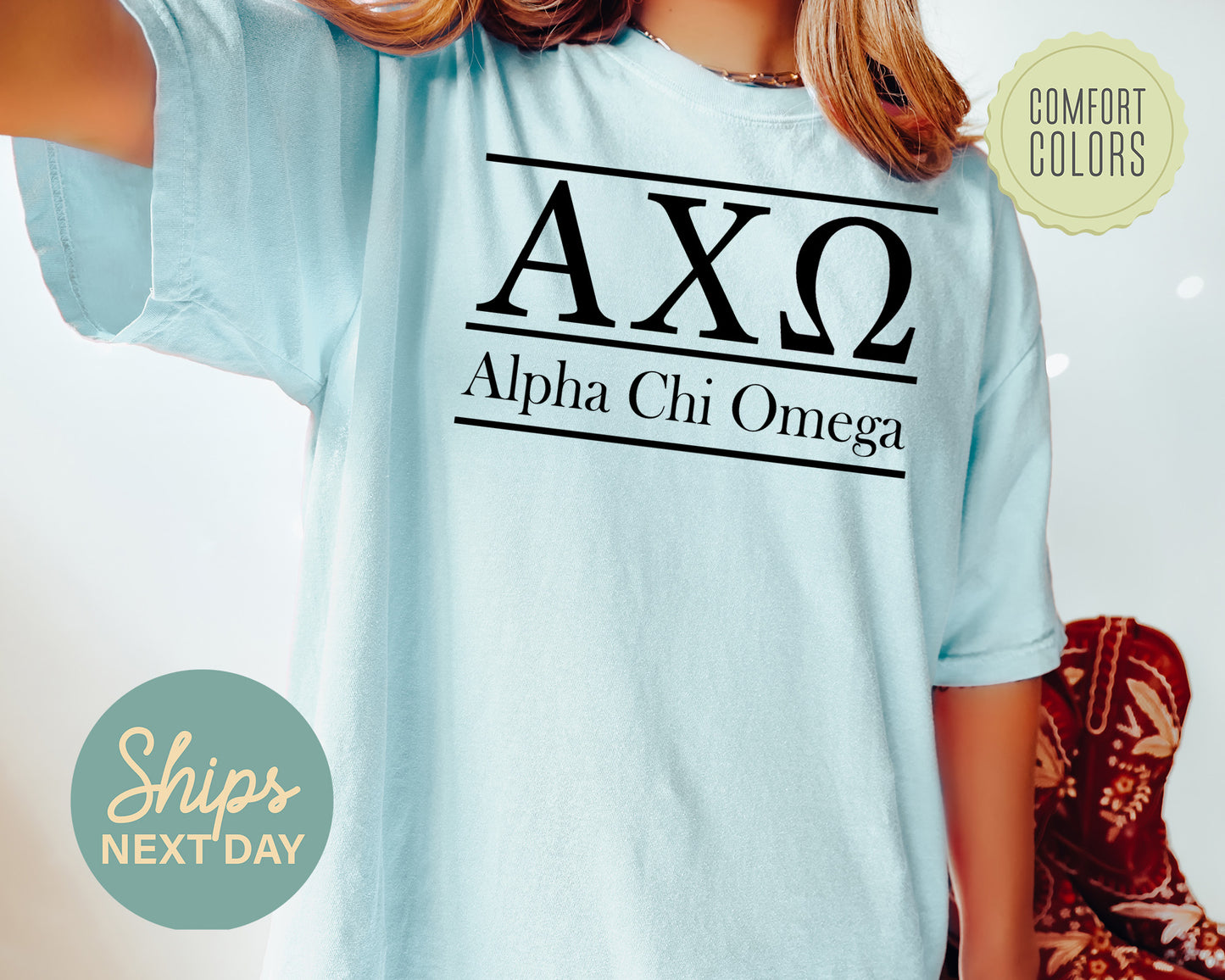 Alpha Chi Omega Bold Statement Comfort Colors Sorority T-shirt _ 284g