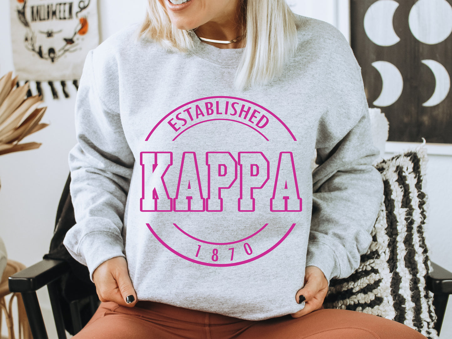 Kappa Kappa Gamma Pink Stamp Sorority Sweatshirt _ 68g