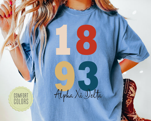 Alpha Xi Delta Colorful and Trendy Comfort Colors Sorority T-shirt _ 189g