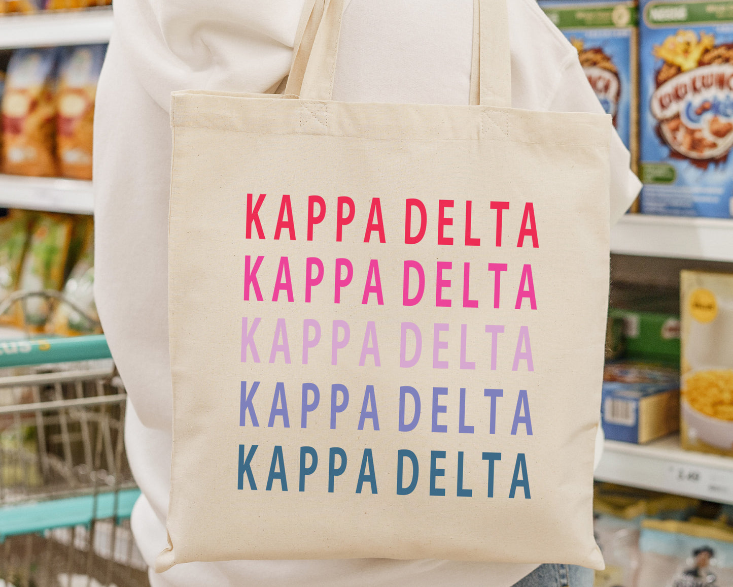 Kappa Delta Bright and Stacked Sorority Tote Bag _ 34401g