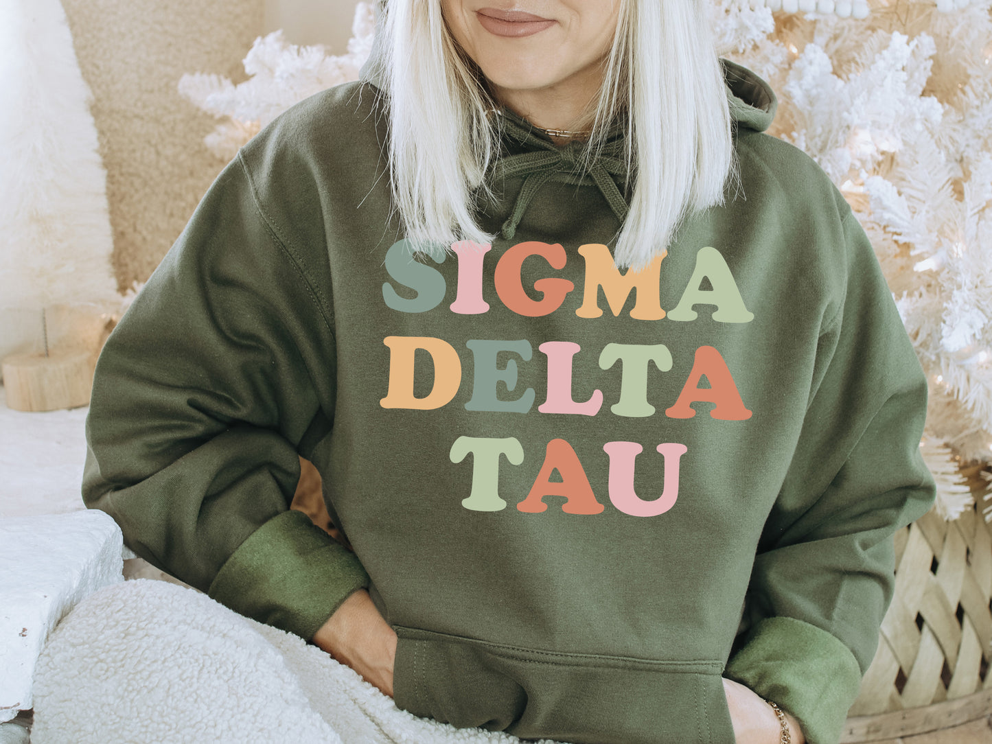 Sigma Delta Tau Bright and Proud Sorority Hoodie _ 435g