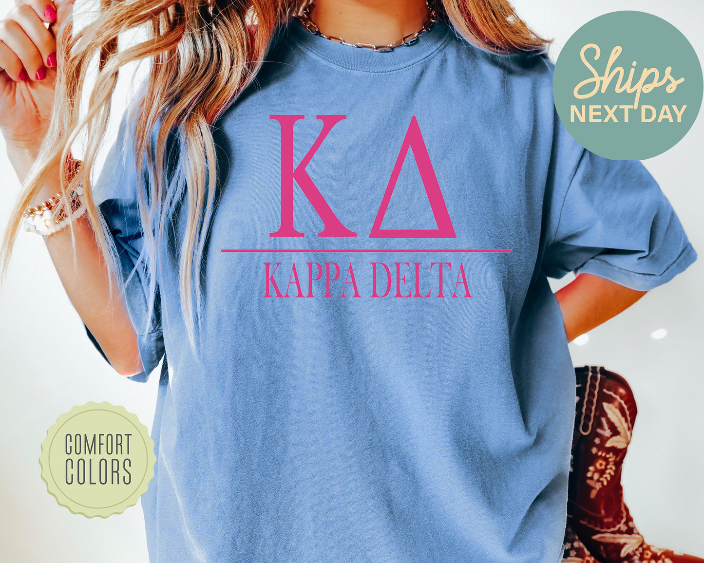 Kappa Delta Loud Letters Comfort Colors Sorority T-shirt _ 482g