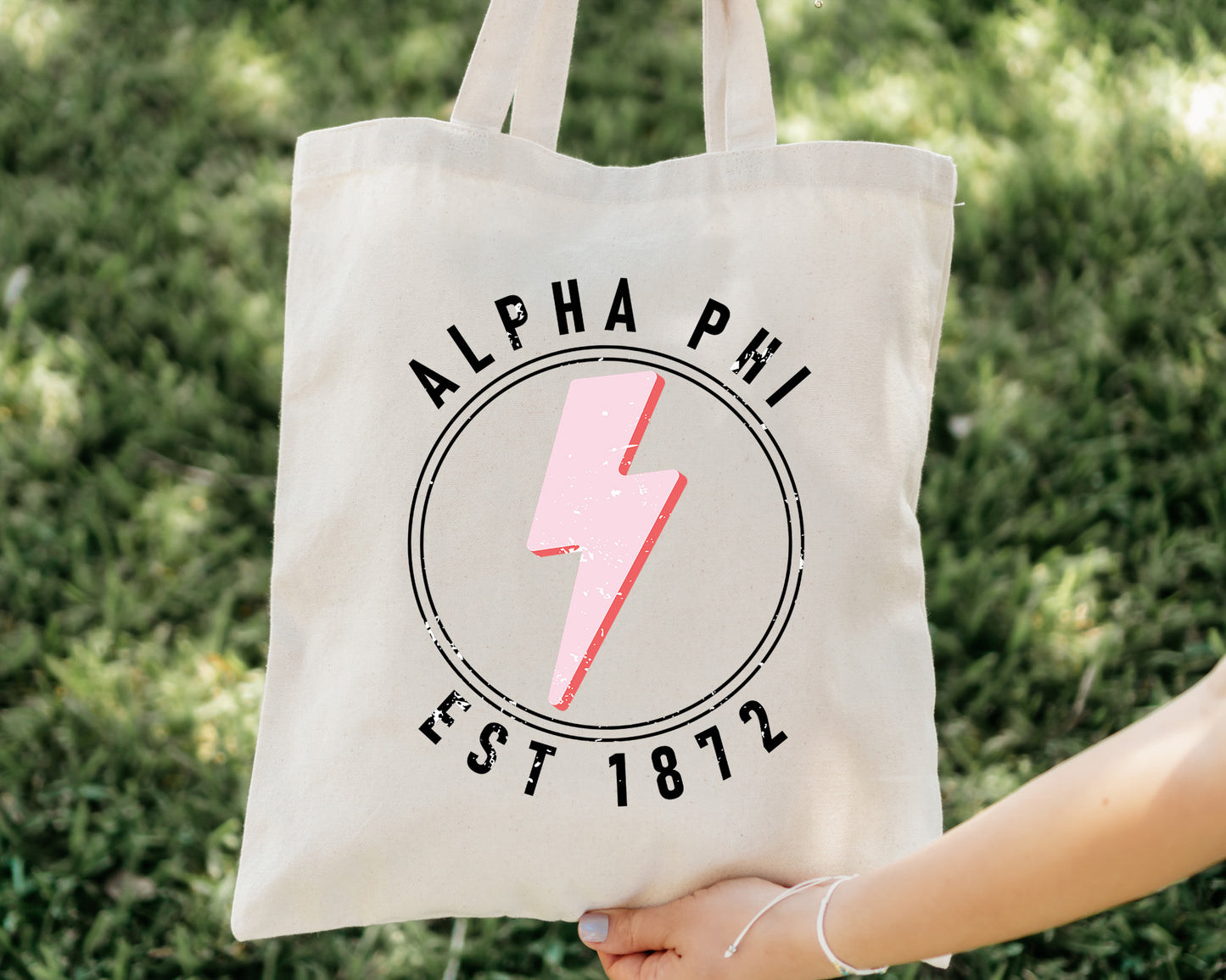 Alpha Phi Pinkish Strike Sorority Tote Bag _ 34365g