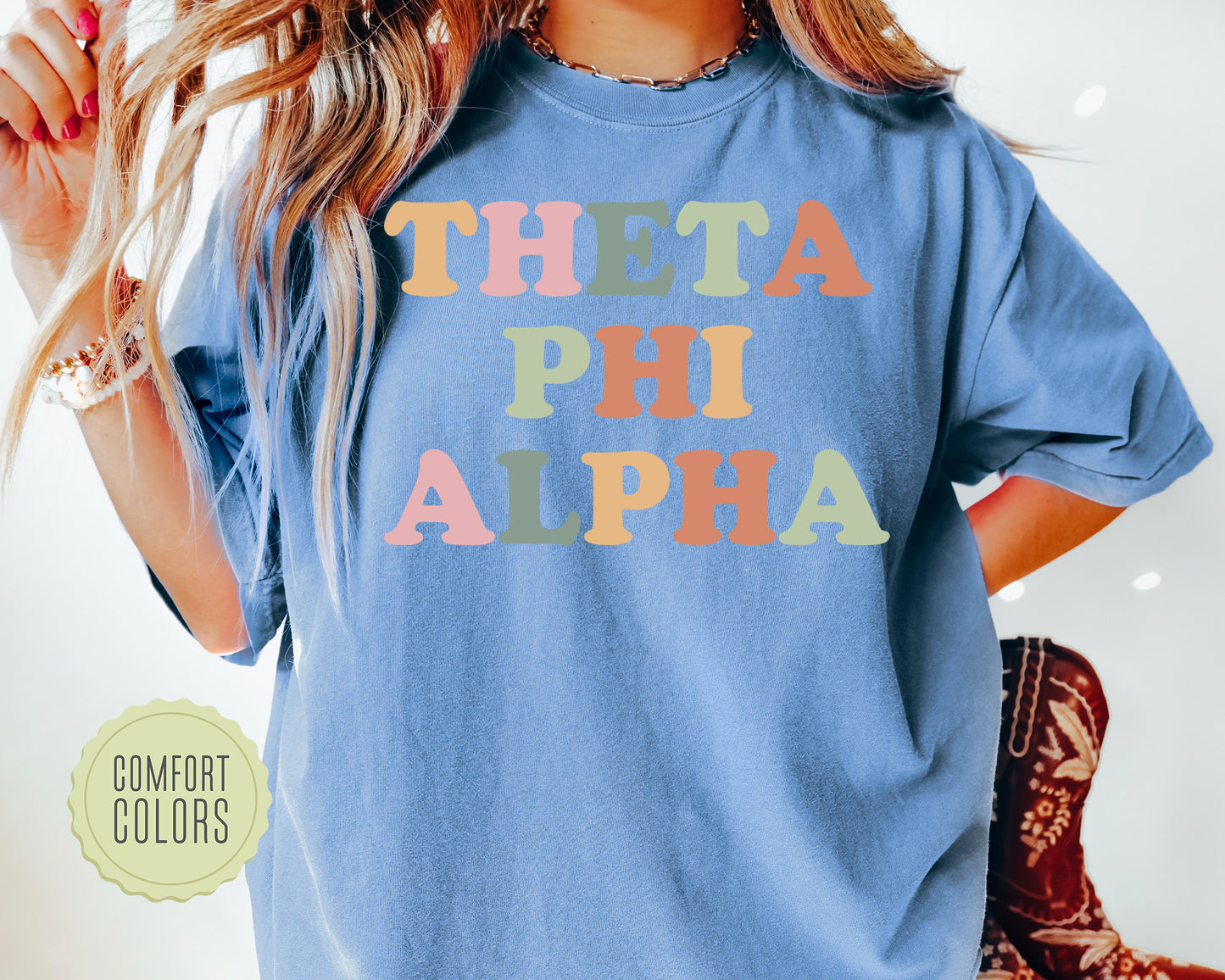Theta Phi Alpha Bright and Proud Comfort Colors Sorority T-shirt _ 438g
